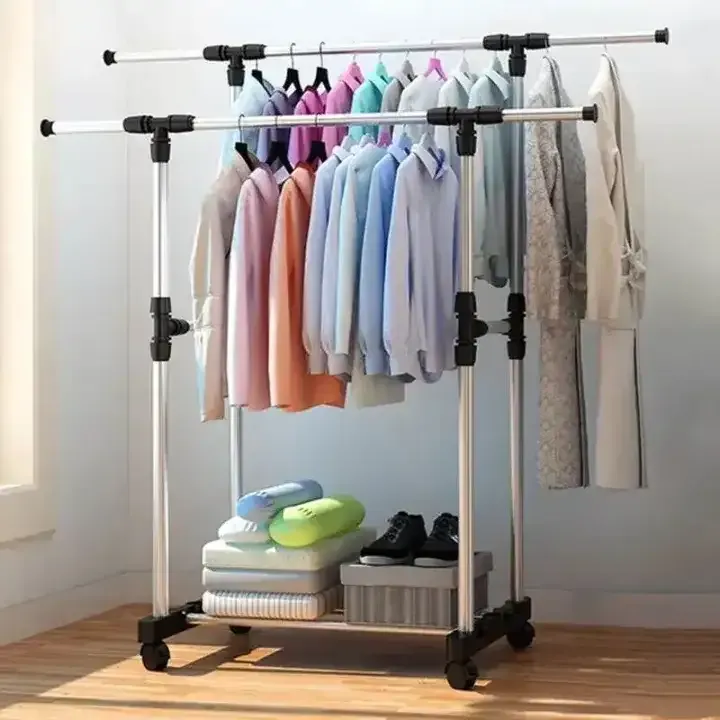 Double Pole Stillness Still Cloth Rack