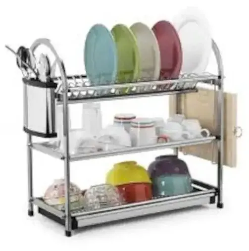 SKB Cookware Wall Hanging 3 Layer Stainless Steel Dish Rack-20 Plate.